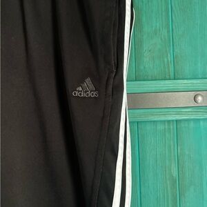 Adidas Black Joggers with White Stripes